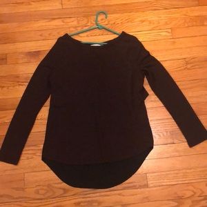 Long sleeve dual fabric top